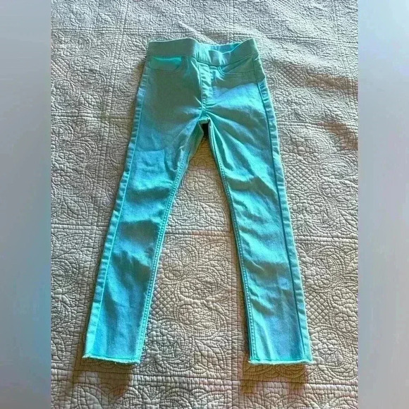H&M Kids Girls Mint Green Stretch Skinny Jeans - Size 4-5Y Spring Pastel - Picture 1 of 5